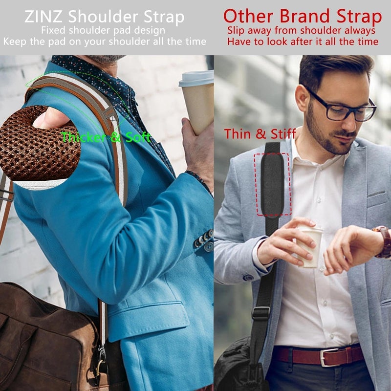 ZINZ Shoulder Strap 58" Ultra-Thick Fixed Padded and Adjustable Buckles Crossbody Strap for Briefcase Laptop Bag Luggage - Image 5